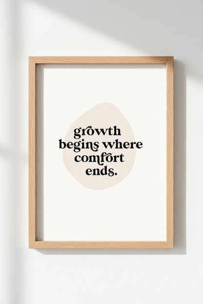 Growth Mindset Quote Art | Minimalist Neutral Typography, Office &amp; Home Decor Poster