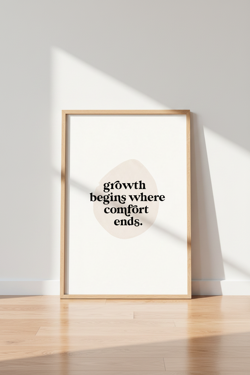 Growth Mindset Quote Art | Minimalist Neutral Typography, Office &amp; Home Decor Poster
