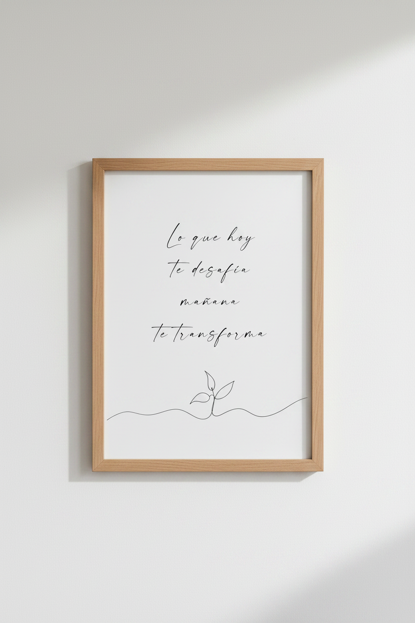 Spanish Quote Wall Art | Minimalist Botanical Script Poster, Office Decor