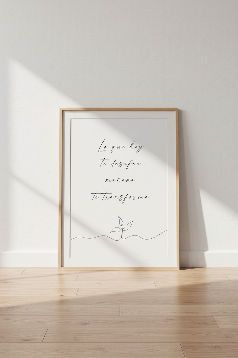 Spanish Quote Wall Art | Minimalist Botanical Script Poster, Office Decor