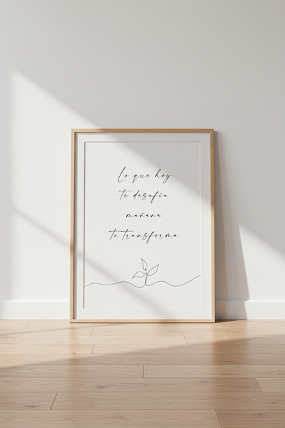 Spanish Quote Wall Art | Minimalist Botanical Script Poster, Office Decor