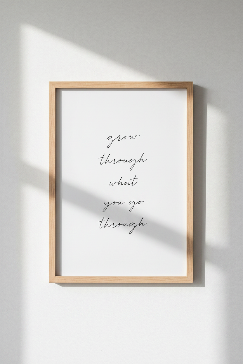 Grow Through What You Go Through Print | Minimalist Quote Wall Art | Modern Poster