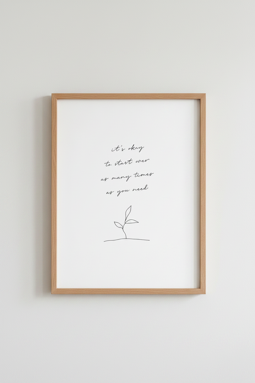 Start Over Quote Wall Art Print | Minimalist Office Decor | Motivational Poster
