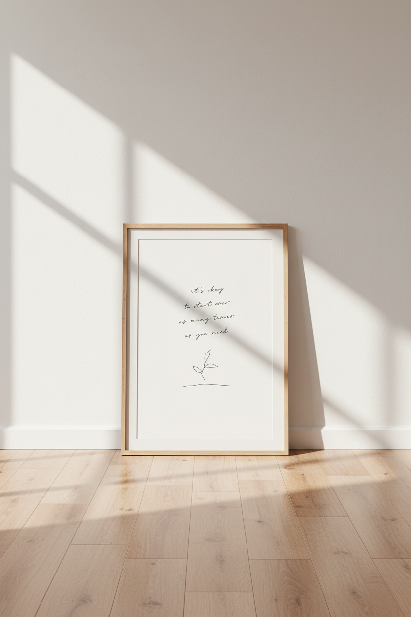 Start Over Quote Wall Art Print | Minimalist Office Decor | Motivational Poster