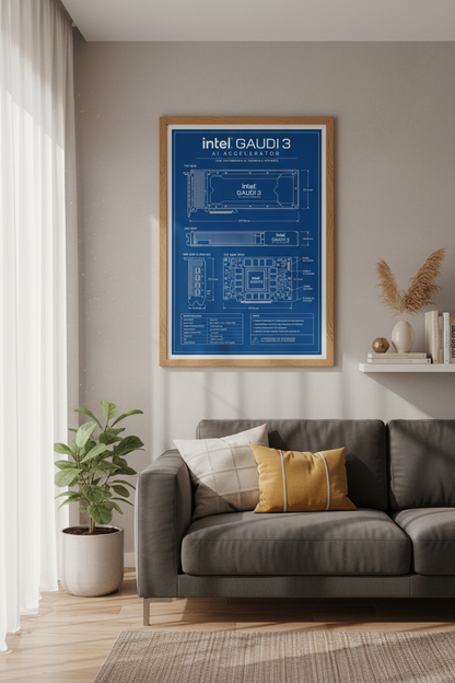 Intel Gaudi 3 AI Blueprint Wall Art | Tech Office Decor | Hardware Poster