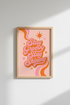 Stay Groovy Stay Shining Retro Wall Art | Pink Orange 70s Poster | Groovy Bedroom Decor