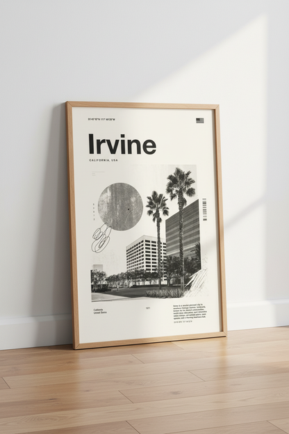 Irvine California Wall Art Print | Brutalist Urban Decor | Minimalist Poster