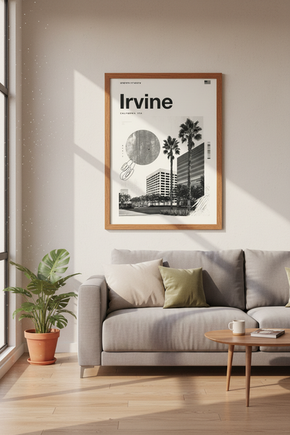 Irvine California Wall Art Print | Brutalist Urban Decor | Minimalist Poster