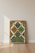 Persian Motif Wall Art | Teal & Orange Boho Floral Decor | Oriental Poster