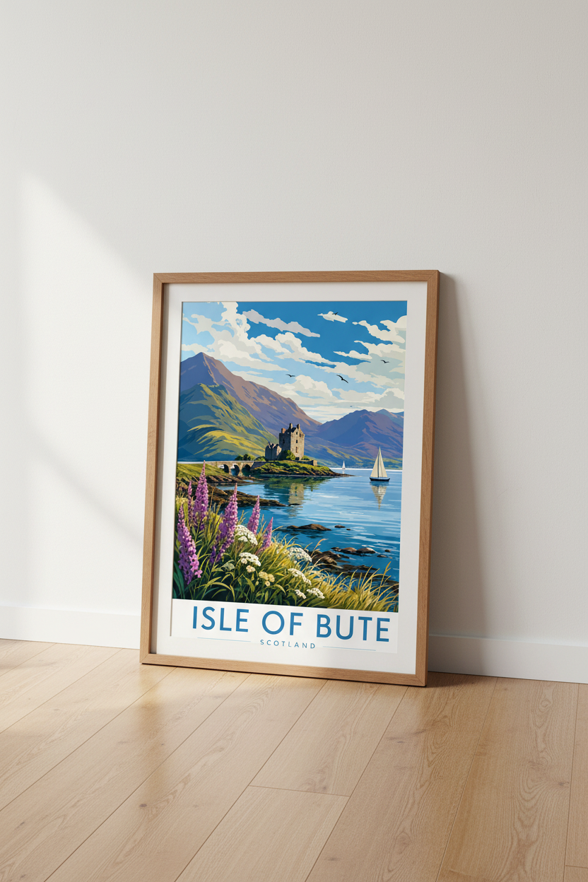 Isle of Bute Scotland Wall Art Print | Travel Poster | Highland Landscape Room Decor