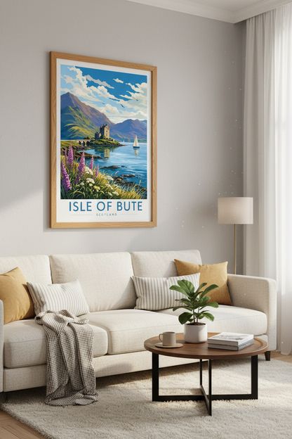 Isle of Bute Scotland Wall Art Print | Travel Poster | Highland Landscape Room Decor