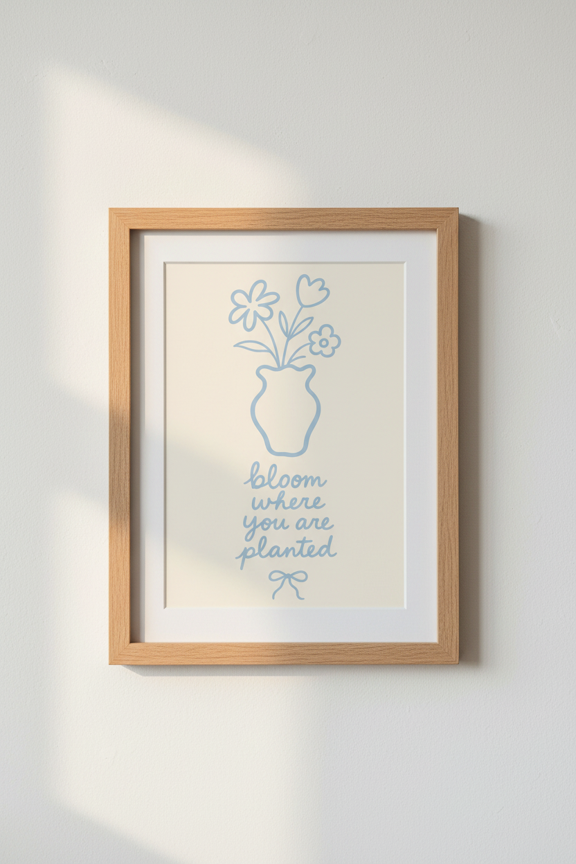 Minimal Botanical Vase Wall Art Print | Living Room Decor | Soft Pastel Poster
