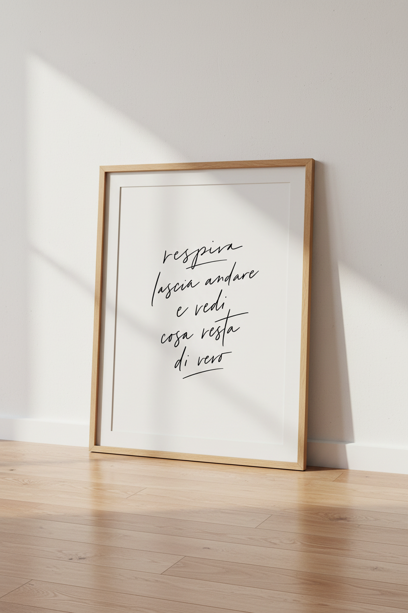 Italian Quote Wall Art | Minimalist Cursive Script Poster, Bedroom Living Room Decor