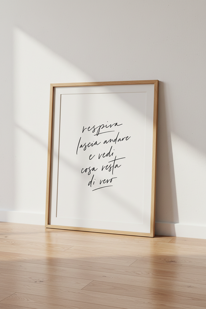 Italian Quote Wall Art | Minimalist Cursive Script Poster, Bedroom Living Room Decor
