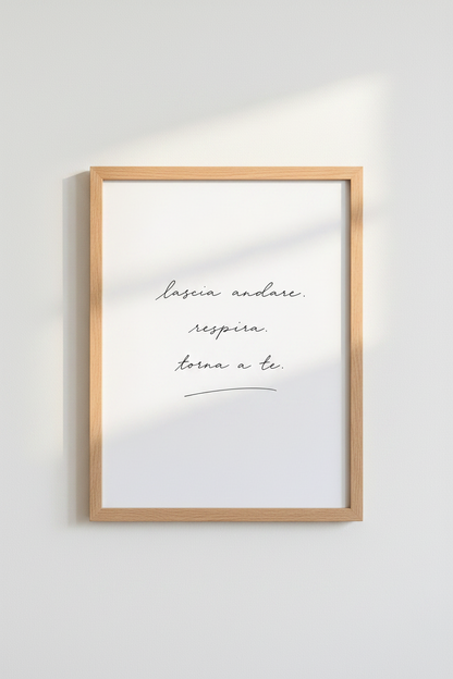 Italian Mindfulness Quote Print | Minimalist Calligraphy Art, Neutral Zen Home Decor