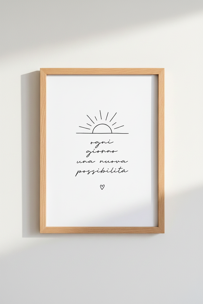 Italian Quote Wall Art | Minimalist Rising Sun Poster, Bedroom Decor