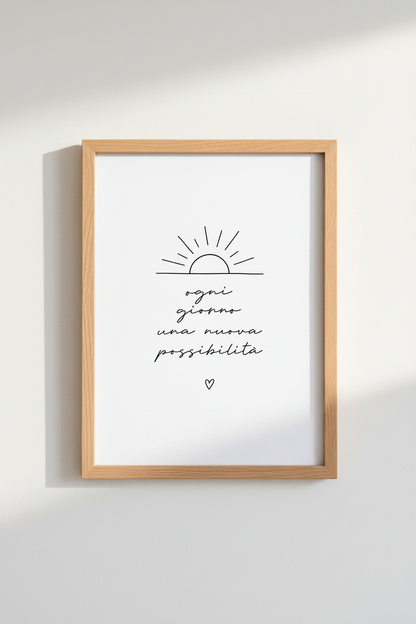 Italian Quote Wall Art | Minimalist Rising Sun Poster, Bedroom Decor