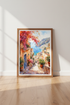 Positano Amalfi Coast Wall Art | Italy Watercolor Poster, Mediterranean Home Decor