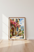 Italian Villa Watercolor Print | Mediterranean Coastal Scene | Romantic Travel Poster