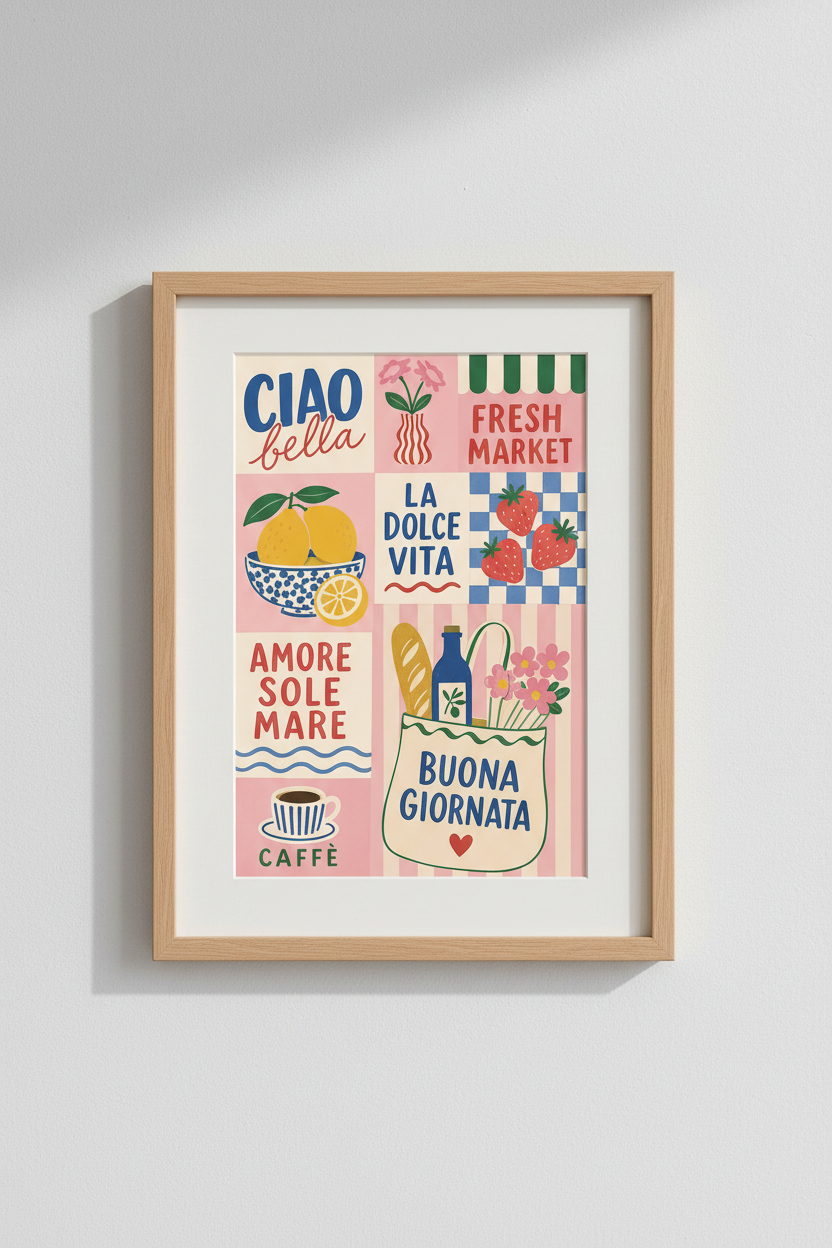 Boho wall art print | Living room decor | vibrant retro poster
