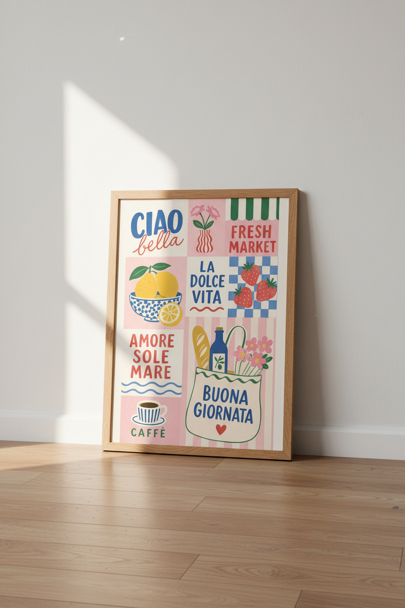 Boho wall art print | Living room decor | vibrant retro poster
