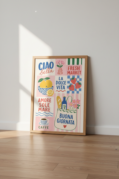Boho wall art print | Living room decor | vibrant retro poster