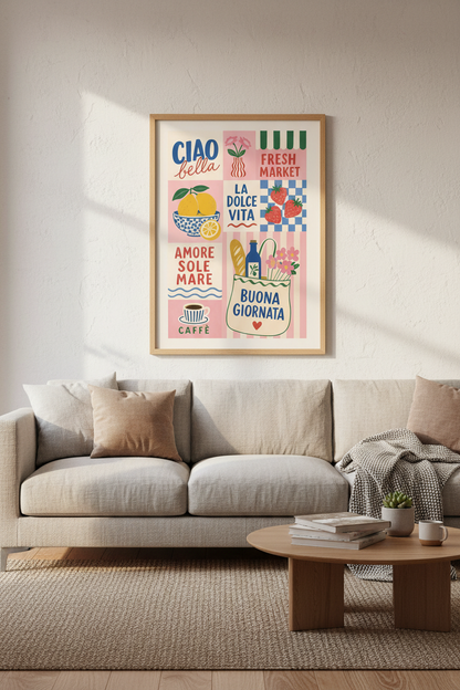 Boho wall art print | Living room decor | vibrant retro poster