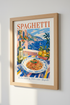 Italian Spaghetti Wall Art Print | Amalfi Coast Kitchen Decor | Mediterranean Poster