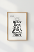 Grateful Heart Quote Wall Art | Minimalist Black & White Print, Home Office Decor