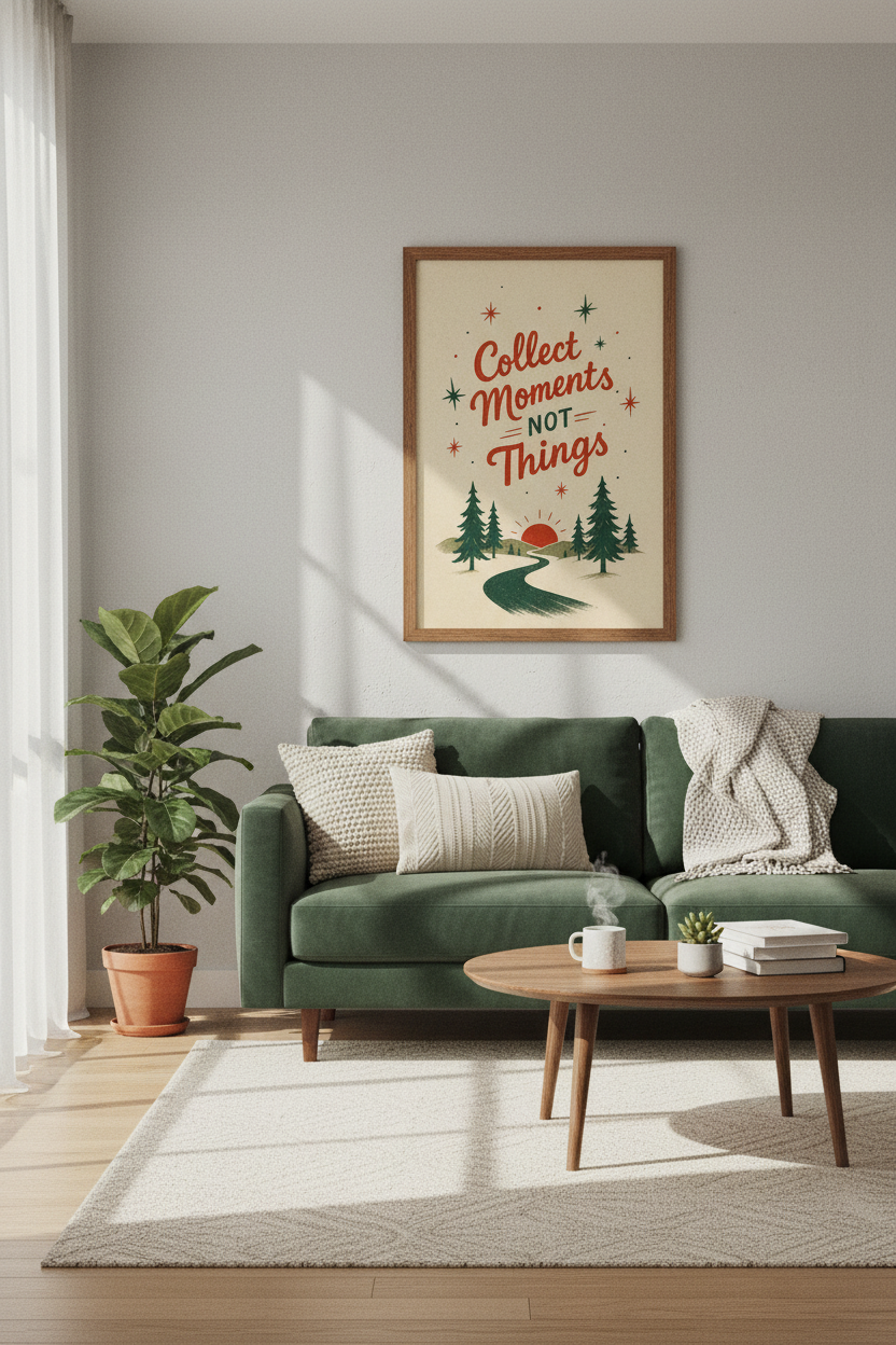 Collect Moments Not Things Wall Art | Retro Nature Print | Adventure Decor