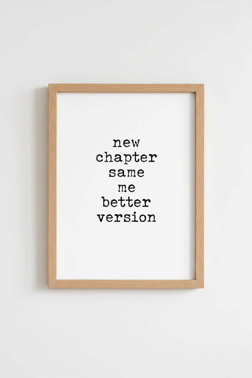 New Chapter Quote Wall Art | Minimalist Typewriter Poster, Office Decor