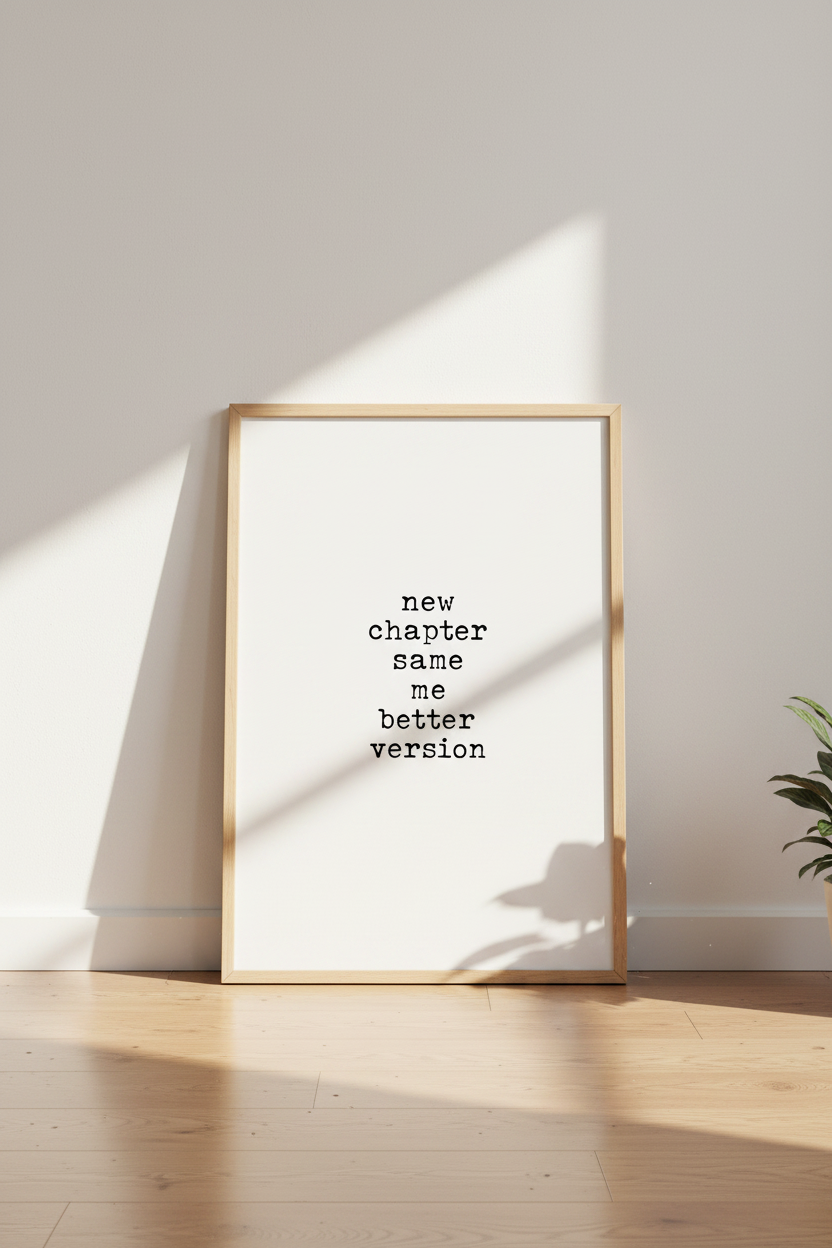 New Chapter Quote Wall Art | Minimalist Typewriter Poster, Office Decor