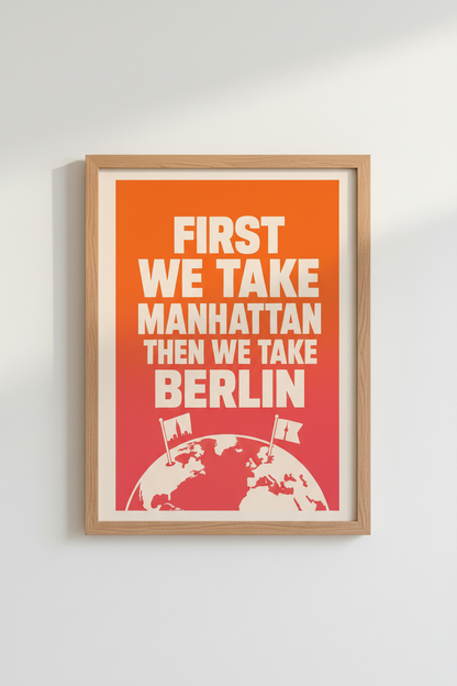 Leonard Cohen Quote Art | Manhattan Berlin Retro Poster, Music Room Decor