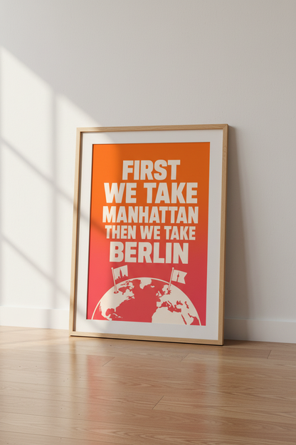 Leonard Cohen Quote Art | Manhattan Berlin Retro Poster, Music Room Decor