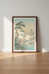 Japanese Landscape Wall Art | Mountain Pagoda Print, Zen Nature Decor
