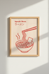 Japanese Ramen Print | Red Minimalist Kitchen Decor | Aesthetic Foodie Poster
