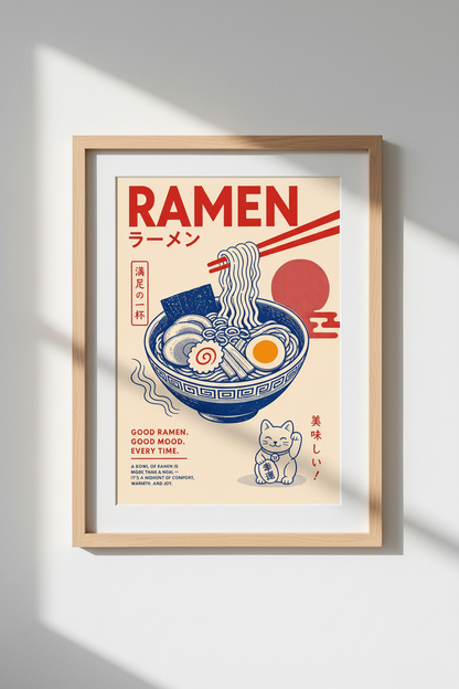 Japanese Ramen Art Print | Retro Kitchen Decor | Japanese Food Poster