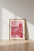 Japanese Kyoto Landscape Wall Art | Red Pagoda & Mt Fuji, Zen Home Decor Poster