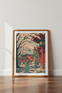 Japanese Shrine Wall Art | Cherry Blossom Sakura Print, Zen Home Decor Poster