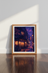 Japanese Street Night Wall Art | Purple Cyberpunk Tokyo Poster, Lo-Fi Room Decor