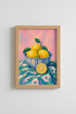 Lemon Fruit Bowl Art | Mediterranean Citrus Print, Kitchen Decor Poster