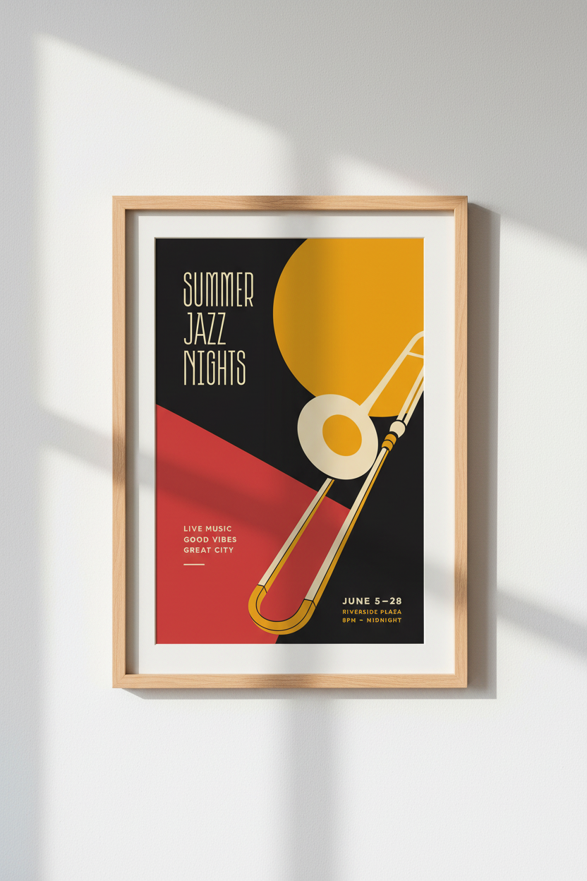 Mid-Century Jazz Nights Wall Art Print | Living Room Decor | Vibrant Poster