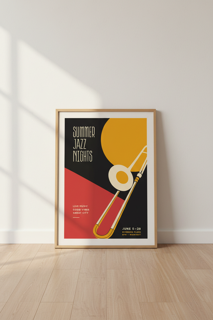 Mid-Century Jazz Nights Wall Art Print | Living Room Decor | Vibrant Poster