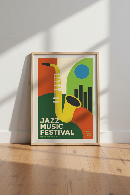 Jazz Wall Art | Bold Abstract Colors, Festival Mood | Living Room Decor