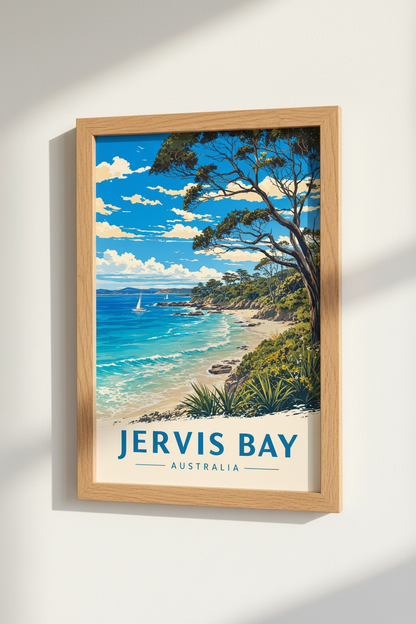 Jervis Bay Australia Travel Poster | Coastal Beach Wall Art | Vintage Aesthetic Print