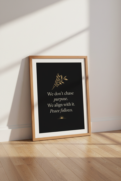 Align With Purpose Wall Art Print | Office Decor | Minimalist Gold &amp; Black Poster
