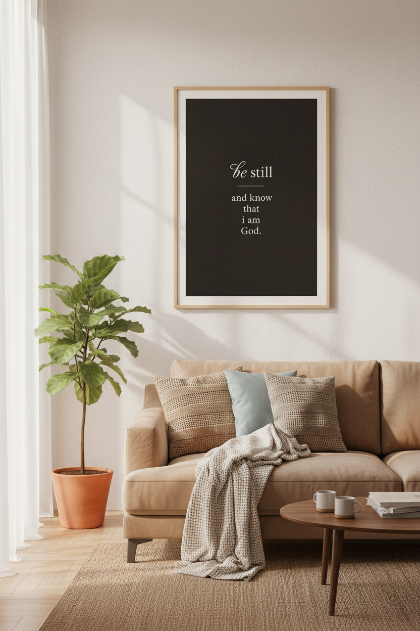 Be Still and Know Wall Art Print | Christian Bible Verse Decor | Minimalist Poster