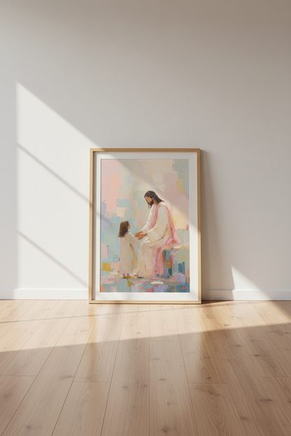 Jesus Christ Wall Art Print | Pastel Christian Decor | Modern Impasto Poster
