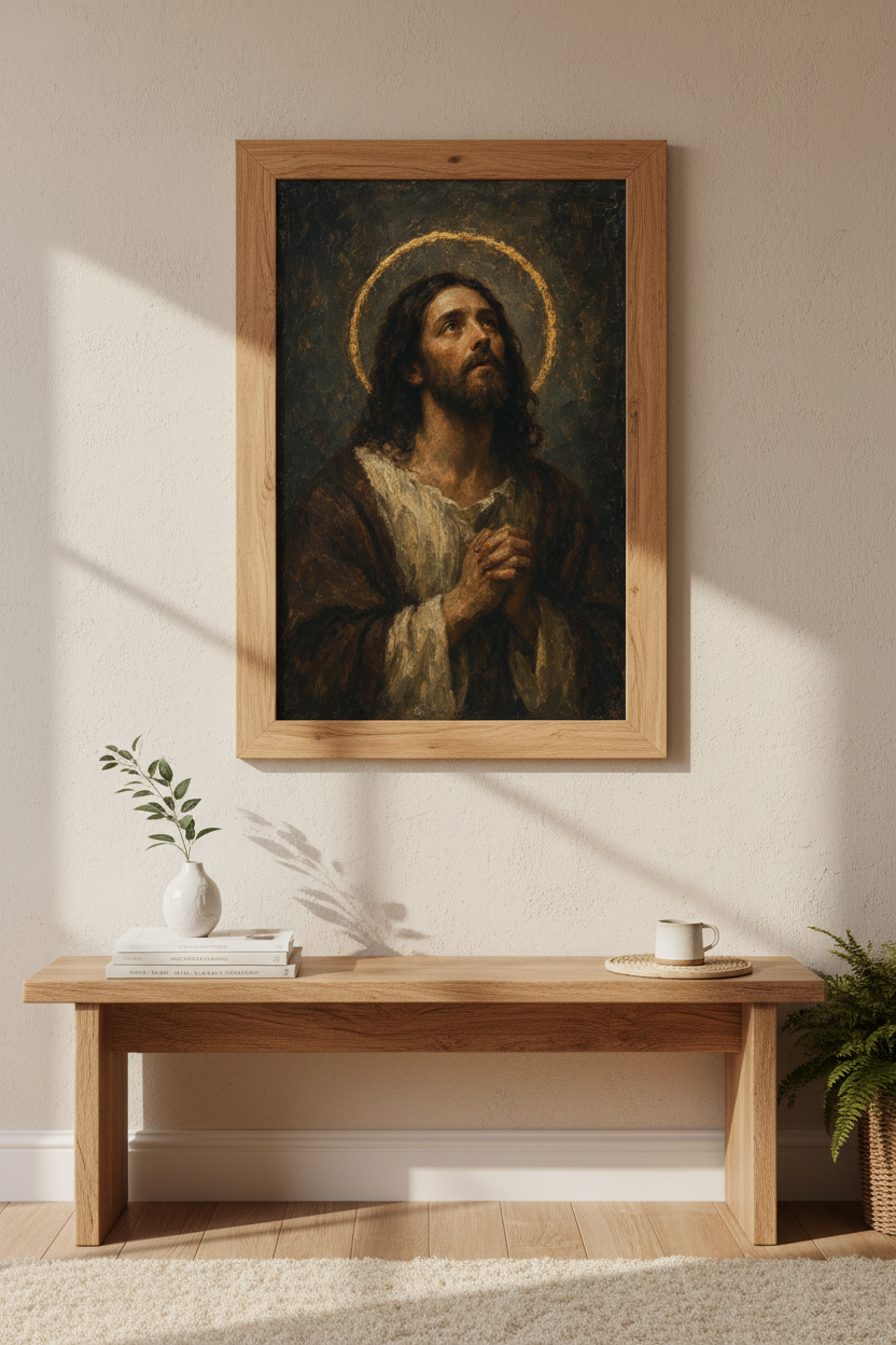 Jesus wall art | Renaissance mood, somber palette | Living room decor