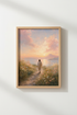 Jesus Christ Wall Art Print | Christian Sunset Landscape Decor | Pastel Oil Painting